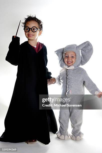 halloween wizard and elephant - michael virtue stock pictures, royalty-free photos & images