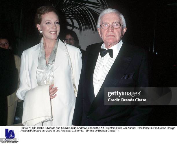 Blake Edwards and his wife Julie Andrews attend the Art Directors Guild 4th Annual Excellence in Production Design Awards February 26, 2000 in Los...