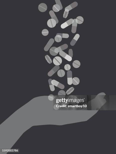 pills - black and white - drug overdose stock illustrations