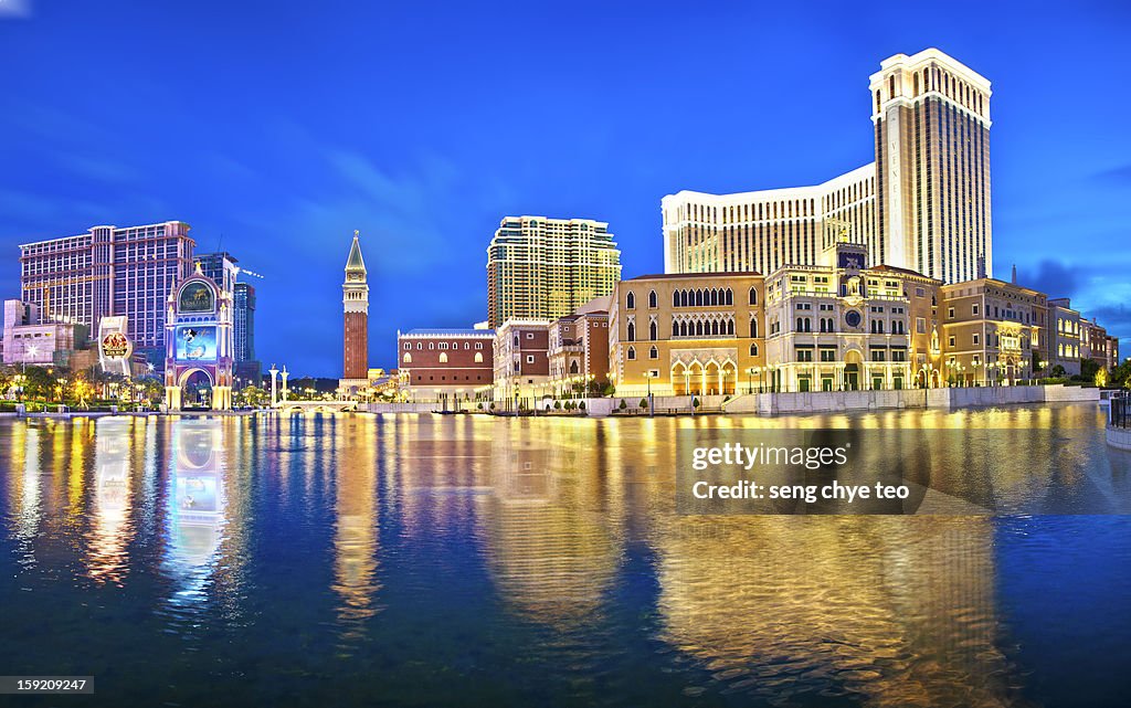 Macau Venetian Blue hour In Panorama