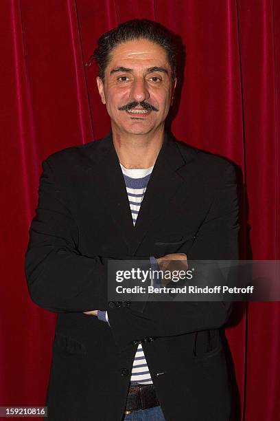 Actor Simon Abkarian poses after performing on stage during the premiere of 'Menelas rebetiko rapsodie' he wrote and directed, at Le Grand Parquet on...