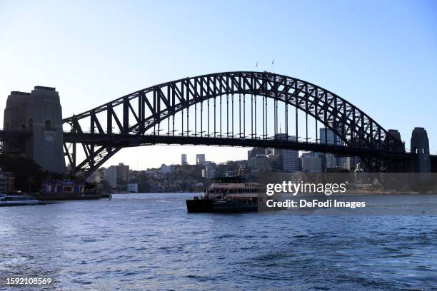 Sydney, Australia, : A view of the Sydney Harbor Bridge during the FIFA Women's World Cup Australia & New Zealand 2023 on July 22, 2023 in Sydney,...