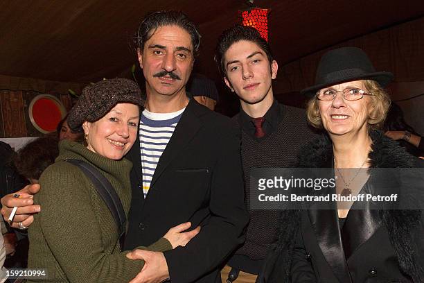 Actor Simon Abkarian , and his wife actress Catherine Schaub-Abkarian , his son Djivan Abkarian and his mother Sima Abkarian pose after Simon...