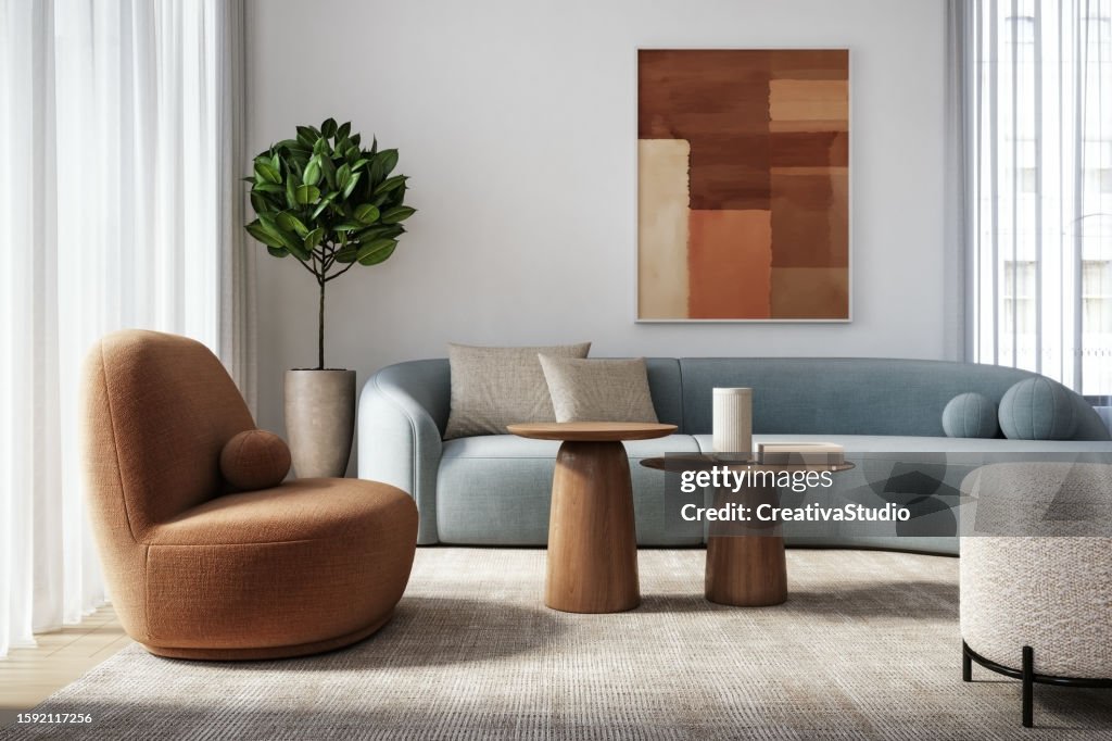 Modern living room interior - 3d render