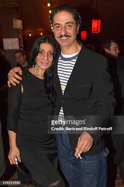 Actor Simon Abkarian and his sister Maral pose after Abkarian performed on stage during the premiere of 'Menelas rebetiko rapsodie' he wrote and...