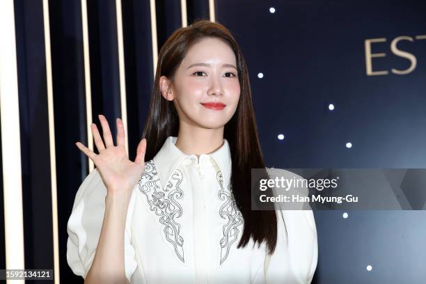 Yoona of South Korean girl group Girls' Generation is seen at the 'Estee Lauder' pop-up store opening on August 04, 2023 in Seoul, South Korea.
