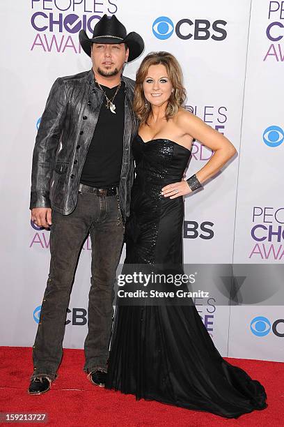 Singer Jason Aldean and Jessica Aldean attend the 2013 People's Choice Awards at Nokia Theatre L.A. Live on January 9, 2013 in Los Angeles,...