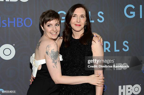 Lena Dunham and Laurie Simmons attend the Premiere Of "Girls" Season 2 Hosted By HBO at NYU Skirball Center on January 9, 2013 in New York City.