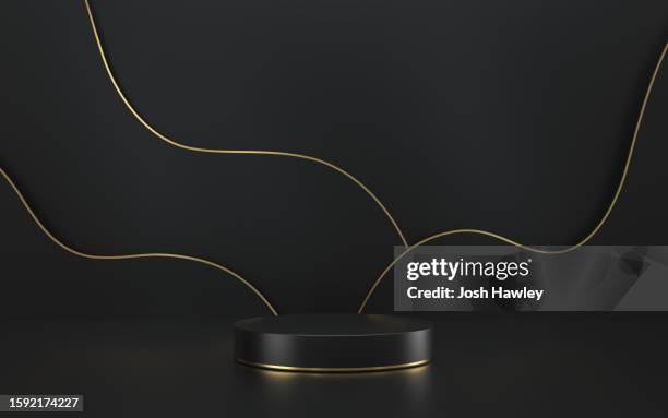 3d rendering exhibition background - gold and black background stock pictures, royalty-free photos & images