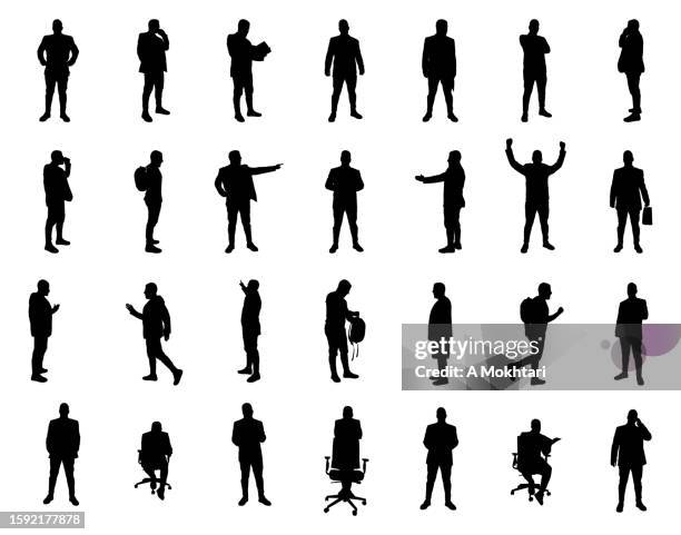 stockillustraties, clipart, cartoons en iconen met man silhouette set. - model beroep