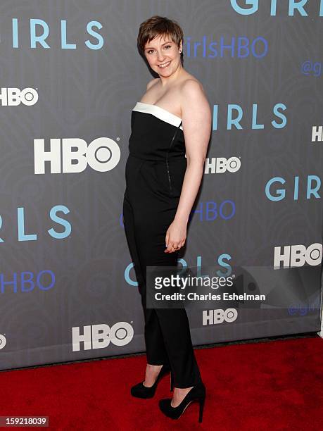 Girls" creator Lena Dunham attends HBO hosts the premiere of "Girls" Season 2 at the NYU Skirball Center on January 9, 2013 in New York City.