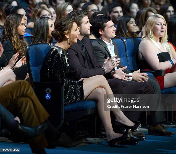 Actors Jennifer Lawrence, Liam Hemsworth and Josh Hutcherson in the audience at the 39th Annual People's Choice Awards at Nokia Theatre L.A. Live on...