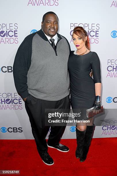 Actor Quinton Aaron and Jenna Bently attend the 39th Annual People's Choice Awards at Nokia Theatre L.A. Live on January 9, 2013 in Los Angeles,...