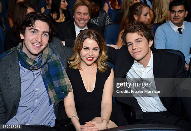 Actors Nicholas Braun, Mae Whitman, and Johnny Simmons attend the 39th Annual People's Choice Awards at Nokia Theatre L.A. Live on January 9, 2013 in...