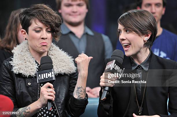 Tegan & Sarah Appearance On NEW.MUSIC.LIVE at MuchMusic HQ on January 9, 2013 in Toronto, Canada.