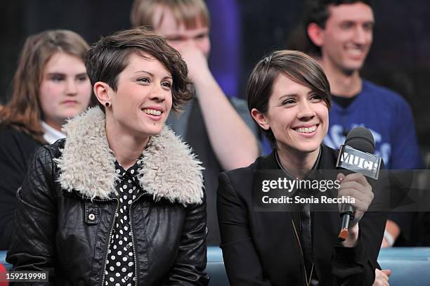 Tegan & Sarah Appearance On NEW.MUSIC.LIVE at MuchMusic HQ on January 9, 2013 in Toronto, Canada.