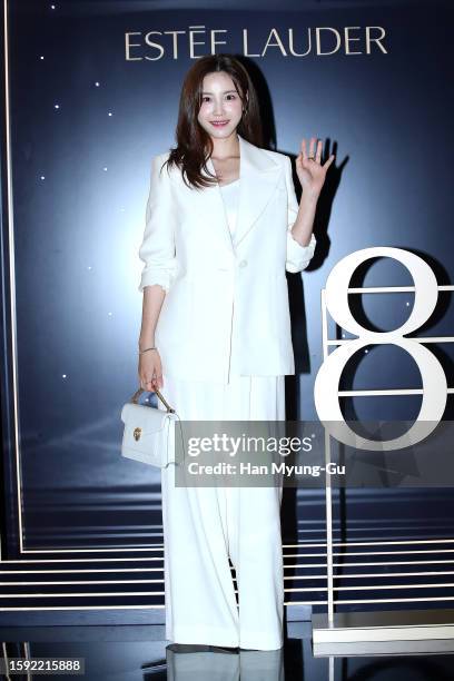 Jun Hyo-Seong aka Jun Hyo-Sung of South Korean girl group Secret is seen at the 'Estee Lauder' pop-up store opening on August 04, 2023 in Seoul,...