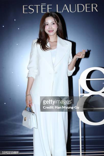 Jun Hyo-Seong aka Jun Hyo-Sung of South Korean girl group Secret is seen at the 'Estee Lauder' pop-up store opening on August 04, 2023 in Seoul,...