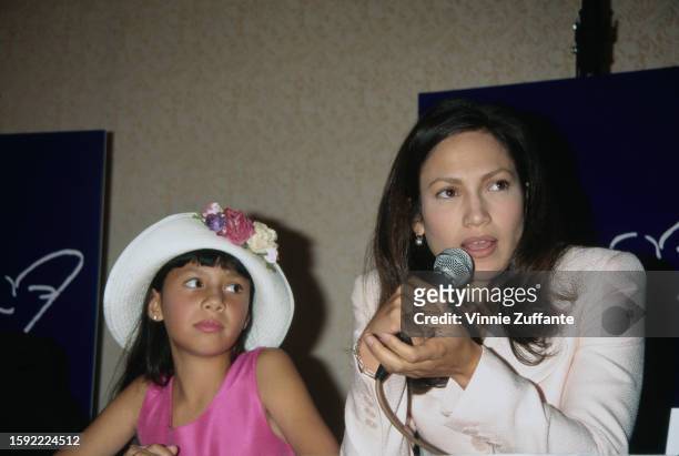 Becky Lee Meza and Jennifer Lopez during press conference for "Selena" at Four Seasons Hotel in Beverly Hills, California, United States, 18th June...