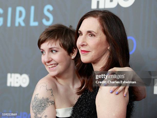 Girls creator Lena Dunham and mother Laurie Simmons attend HBO hosts the premiere of "Girls" Season 2 at the NYU Skirball Center on January 9, 2013...