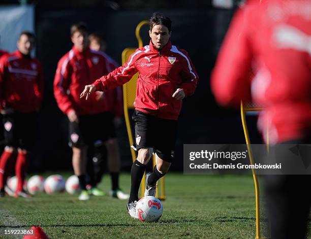 Tamas Hajnal of Stuttgart practices during a training session at day seven of the Vfb Stuttgart Training Camp on January 10, 2013 in Belek, Turkey.