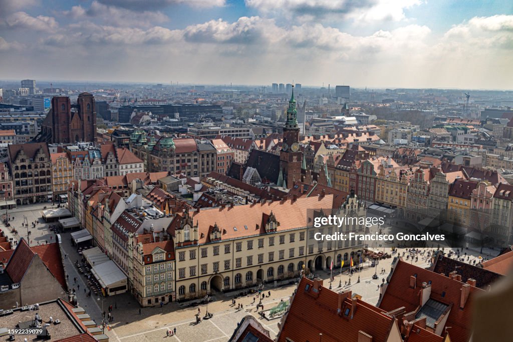 View from above of the Wroclaw Market Square