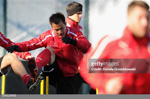 Shinji Okazaki of Stuttgart practices during a training session at day seven of the Vfb Stuttgart Training Camp on January 10, 2013 in Belek, Turkey.