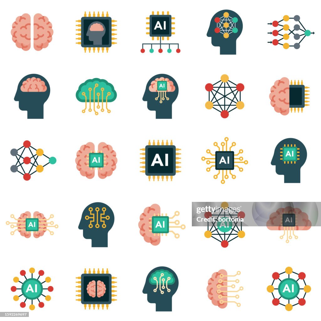 Artificial Intelligence AI Icon Set