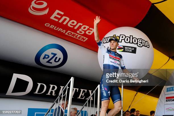 Tim Merlier of Belgium and Team Soudal - Quick Step celebrates at podium as stage winner after the 80th Tour de Pologne 2023, Stage 7 a 166.6km stage...