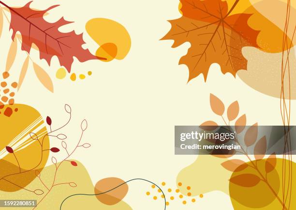 abstrakter einfacher hintergrund mit natürlichen strichzeichnungen - herbstthema - - oktober stock-grafiken, -clipart, -cartoons und -symbole