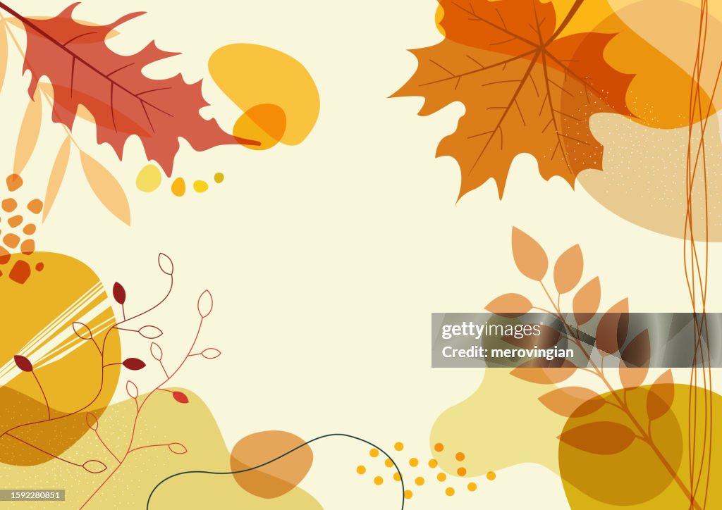 Abstract simply background with natural line arts - autumn theme -