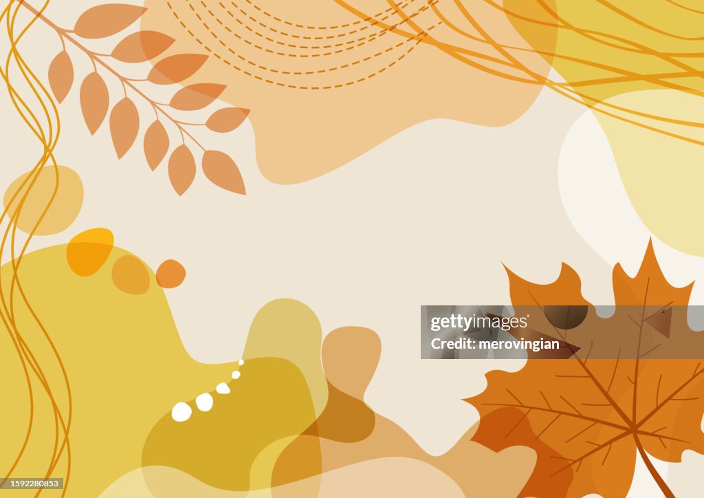 Abstract simply background with natural line arts - autumn theme -