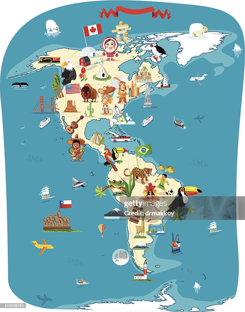 Cartoon map of America
