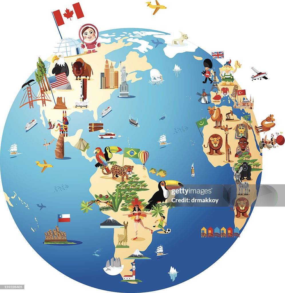 Mapa Cartoon Cartoon Map Of World High-Res Vector Graphic - Getty Images