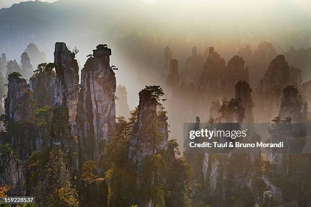 china, hunan province, wulingyuan scenic area - formación karst fotografías e imágenes de stock