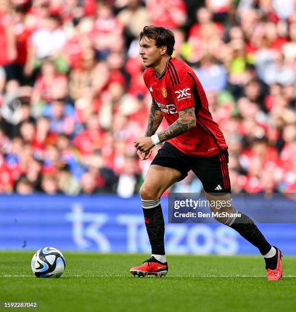 Dublin , Ireland - 6 August 2023; Victor Lindelöf of Manchester United during the pre-season friendly match between Manchester United and Athletic...