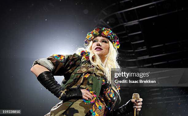 Ke$ha performs at the iHeartRadio CES exclusive party at Haze Nightclub at the Aria Resort & Casino at CityCenter on January 9, 2013 in Las Vegas,...