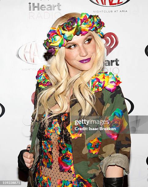 Ke$ha arrives at the iHeartRadio CES exclusive party for a performance at Haze Nightclub at the Aria Resort & Casino at CityCenter on January 9, 2013...