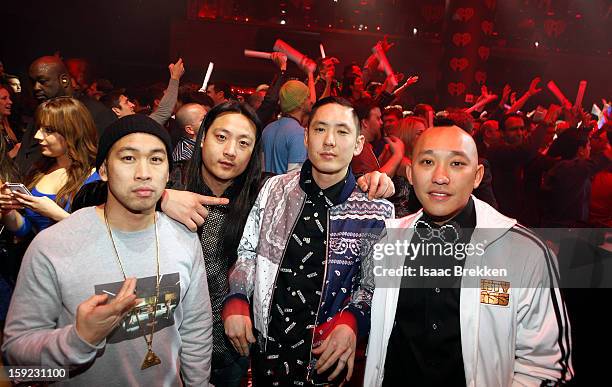 Far East Movement attends the iHeartRadio CES exclusive party featuring a live performance by Ke$ha at Haze Nightclub at the Aria Resort & Casino at...