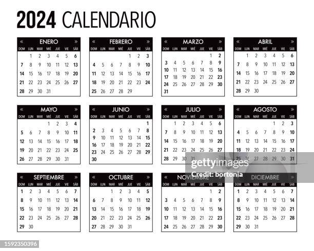 ilustraciones, imágenes clip art, dibujos animados e iconos de stock de plantilla de calendario español 2024 - calendario español