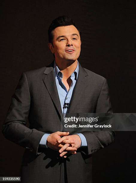 Actor Seth MacFarlane on stage during the 85th Academy Awards Nominations Announcement held at AMPAS Samuel Goldwyn Theater on January 10, 2013 in...