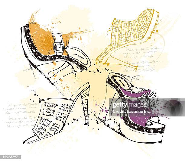 feminine shoes - buckle stock illustrations