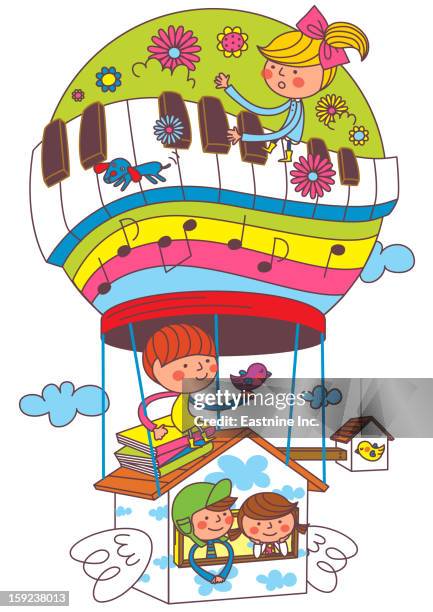 cute child - piano quartet stock illustrations