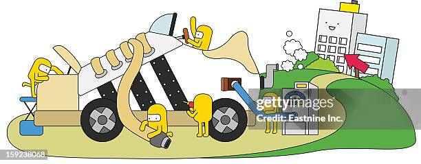 idea world - car engine white background stock illustrations
