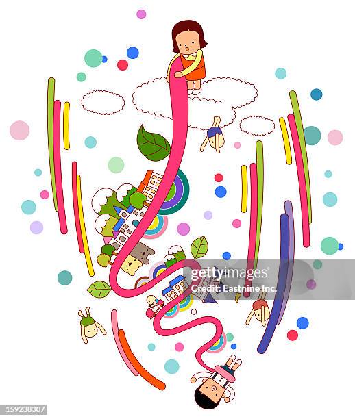 weird cute men - jumping castle stock illustrations