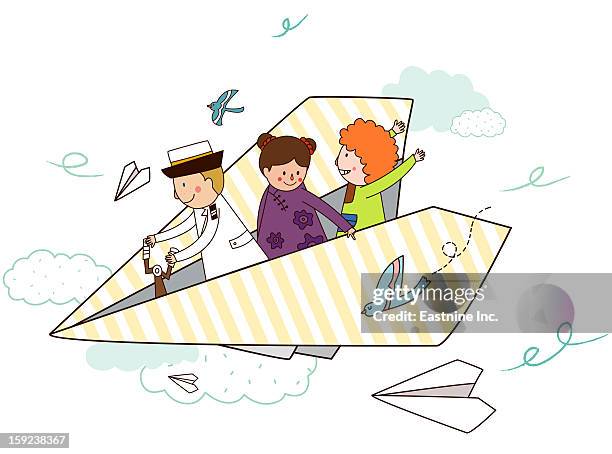paper airplane - flight deck stock illustrations