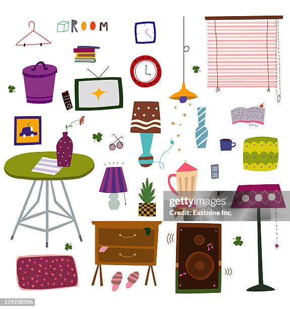 room interior - remote control on table stock illustrations