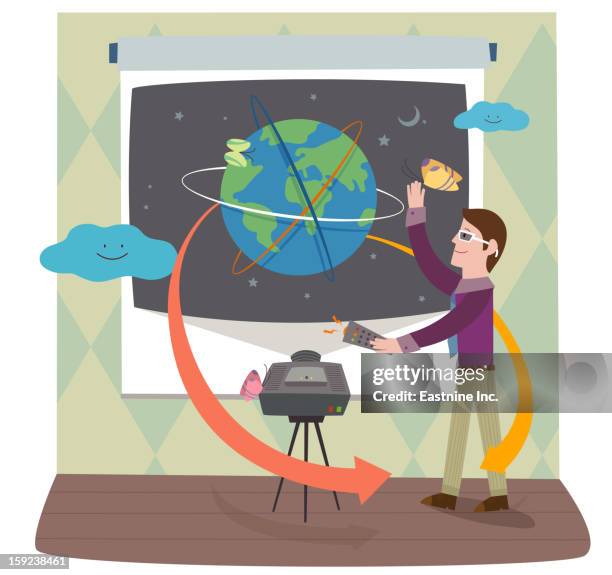 presentation - man remote control stock illustrations