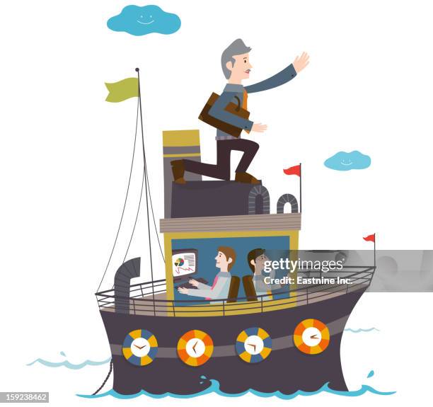 boats and men - control tower stock illustrations
