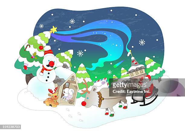 christmas landscape - sauna winter weihnachten stock-grafiken, -clipart, -cartoons und -symbole